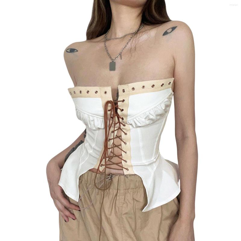Women' Tanks Female Vest Contrast Color Sleeveless Strapless Bandage Flounced Crop Tops Camisole For Summer /M/L
Women' Tanks Female Vest Contrast Color Sleeveless Strapless Bandage Flounced Crop Tops Camisole For Summer /M/L