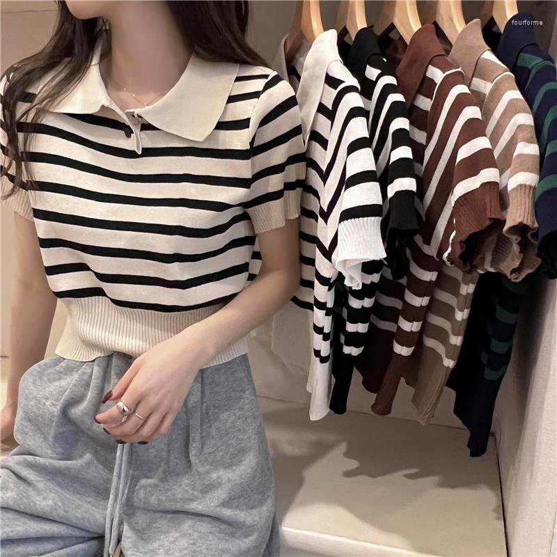 Women's T Shirts Summer Vintage Striped Advanced Luxurious Women's Knitted Short Sleeve Thin Cropped Tshirt Crop Top For Slim Girls, Black
Women's T Shirts Summer Vintage Striped Advanced Luxurious Women's Knitted Short Sleeve Thin Cropped Tshirt Crop Top For Slim Girls, Black