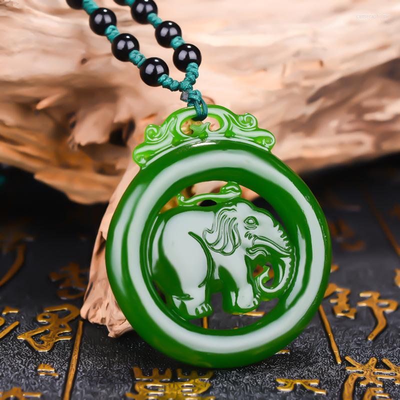 Pendant Necklaces Natural Chinese Green Jade Elephant Necklace Double-sided Hollow Carved Charm Jewelry Fashion Amulet Gifts For Women Men
Pendant Necklaces Natural Chinese Green Jade Elephant Necklace Double-sided Hollow Carved Charm Jewelry Fashion Amulet Gifts For Women Men