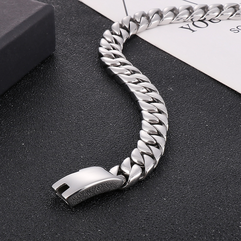 Mens Casting Cuban Chain Link Necklace Polished Silver Heavy Stainless Steel Gothic Simplicity Jewelry For Father Husband Boyfriends Friends Holiday G
