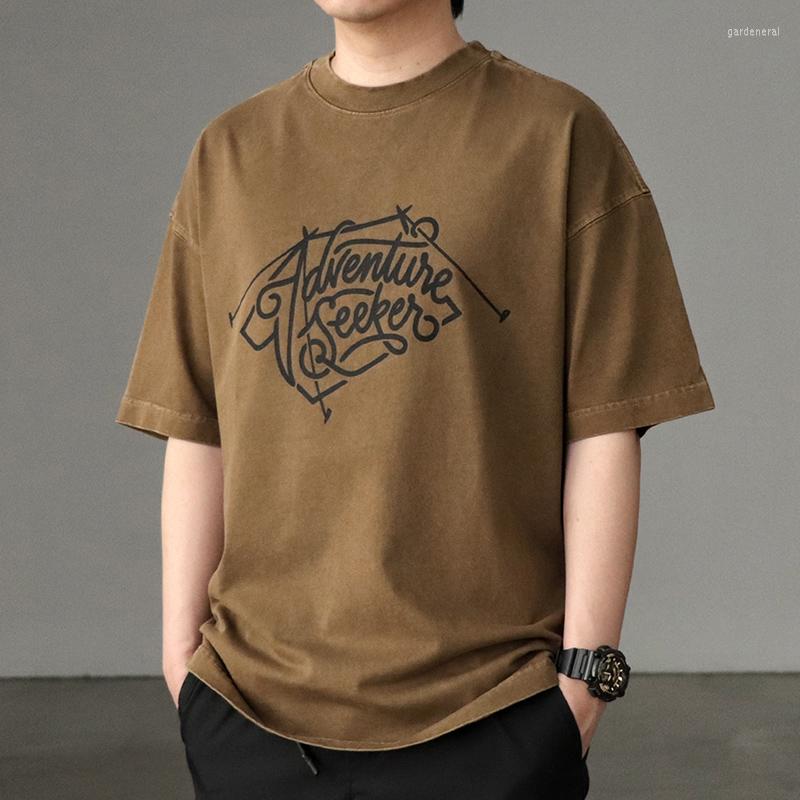 Men' T Shirts Heavy Print T-shirt Men' Wash Do Old Letters Coffee Color Retro Loose Off Shoulder Half Sleeve, Champagne
Men' T Shirts Heavy Print T-shirt Men' Wash Do Old Letters Coffee Color Retro Loose Off Shoulder Half Sleeve, Champagne