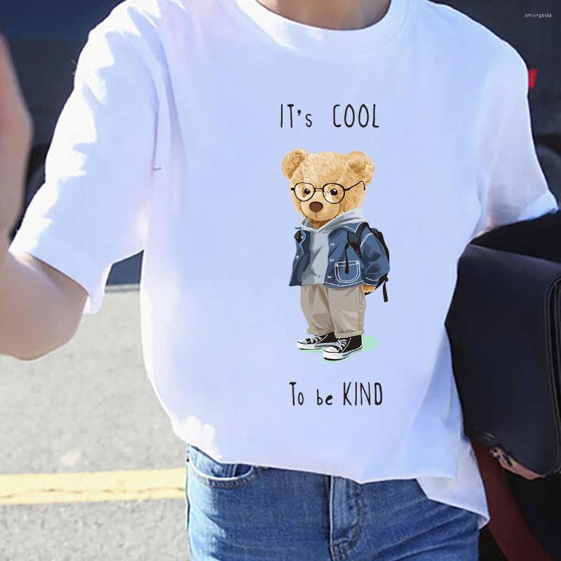 Women's T Shirts Graphic Cute Teddy Bear It's Cool To Be Kind Letter Print T-shirt White Cotton Unisex Tees Summer Tee
Women's T Shirts Graphic Cute Teddy Bear It's Cool To Be Kind Letter Print T-shirt White Cotton Unisex Tees Summer Tee