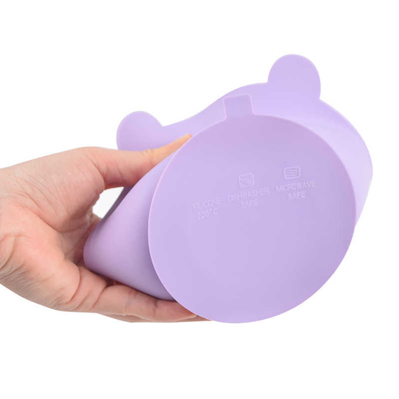 Cups Dishes Utensils Children's Silicone Bowl Spoon And Fork Set Baby Cartoon Bear Suction Cup Anti-drop Complementary Food Bowl Kids Plate Dishe