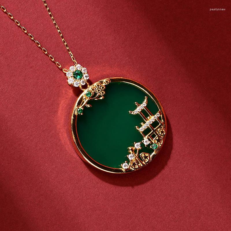 Chains Vintage Crystal Court Style Pendant Creative In Inlaid Natural Jasper Chalcedony Round Necklace For Women Luxury Jewelry
Chains Vintage Crystal Court Style Pendant Creative In Inlaid Natural Jasper Chalcedony Round Necklace For Women Luxury Jewelry