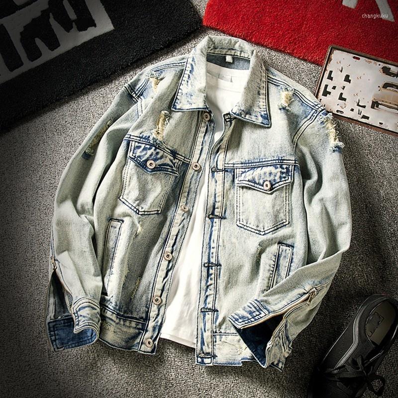 Men's Jackets Spring 2023 Korean Style Mens Hole Fashion Denim Turn-Down Collar Single Breasted Pockets High Street Vintage Coat, Blue
Men's Jackets Spring 2023 Korean Style Mens Hole Fashion Denim Turn-Down Collar Single Breasted Pockets High Street Vintage Coat, Blue