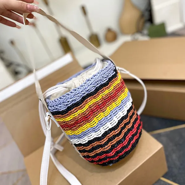 Rainbow Straw Tote: Designer Bucket Bag for Summer, Beach, and Holidays, Multi
Rainbow Straw Tote: Designer Bucket Bag for Summer, Beach, and Holidays, Multi