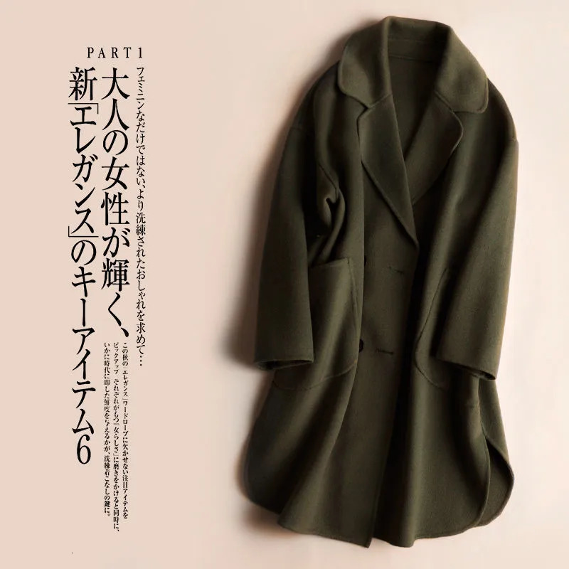 Women's Wool Blends Autumn Winter Women Woolen Coat Turn Down Collar Double Breasted 100% Wool Coat Camel Women Warm Coat Casaco Feminino P1066 2