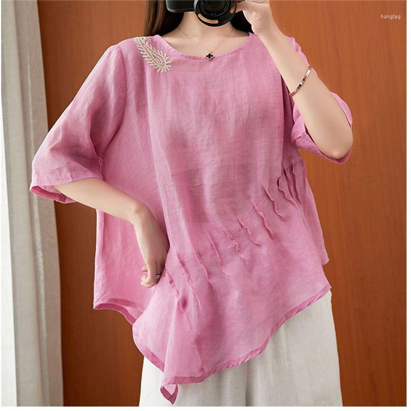 Women's Blouses Fashion Embroidery Folds Asymmetrical Short Sleeve Blouse Women's Clothing 2023 Spring Casual Tops Loose Irregular Shirt, Pink
Women's Blouses Fashion Embroidery Folds Asymmetrical Short Sleeve Blouse Women's Clothing 2023 Spring Casual Tops Loose Irregular Shirt, Pink