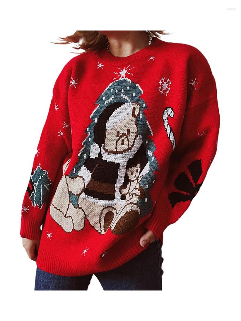 Women' Tanks Women Knitted Sweater Casual Christmas Bear Print Long Sleeves Thickened Pullover Tops Streetwear, Red
Women' Tanks Women Knitted Sweater Casual Christmas Bear Print Long Sleeves Thickened Pullover Tops Streetwear, Red