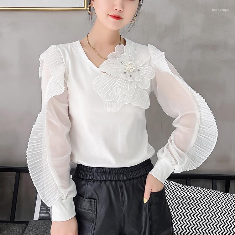 Women's Blouses Transparent Sleeve White Women 3D Flower Shirts Lady's Elegant Black Tops
Women's Blouses Transparent Sleeve White Women 3D Flower Shirts Lady's Elegant Black Tops