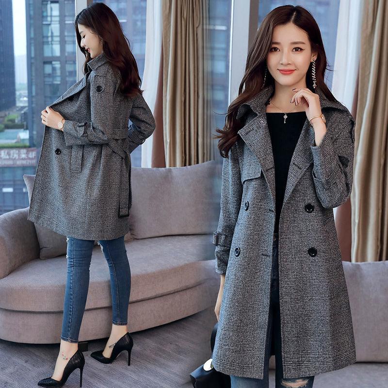 Women' Trench Coats Spring Autumn Plaid Double Breasted Coat Woman Long Sleeve Women Windbreakers Plus Size Overcoat Femmino With Belt X17, Gray
Women' Trench Coats Spring Autumn Plaid Double Breasted Coat Woman Long Sleeve Women Windbreakers Plus Size Overcoat Femmino With Belt X17, Gray
