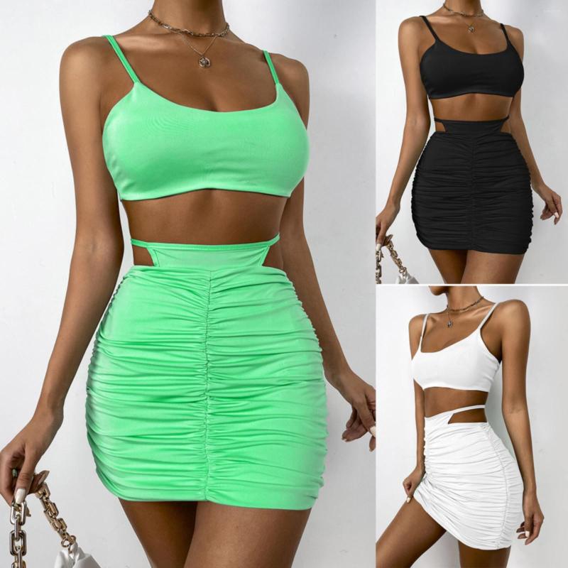 Work Dresses Sexy Suspenders Small Tank Top Two Piece Lace Up Pleated Package Hip Skirt Dress Fashion Temperament Slim, Black 
Work Dresses Sexy Suspenders Small Tank Top Two Piece Lace Up Pleated Package Hip Skirt Dress Fashion Temperament Slim, Black