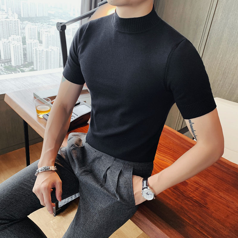 Men's T-Shirts 11 color Summer High Quality Short Sleeve Knitted T Shirts Men Slim Solid Pullovers Casual Stretched Tee Shirt Streetwear Homme 23
