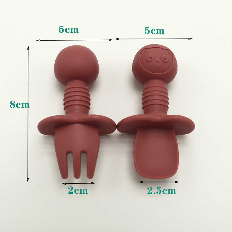 Cups Dishes Utensils Baby Silicone fork spoons baby training predator fork spoon short handle learn molar artifact silicone Baby Children's Table