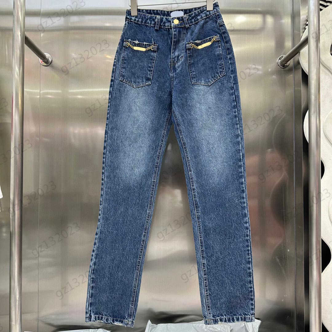 Fashion Jeans Women Metal Chain Trim Pocket High-waisted Denim Trousers Classic Style Loose Wide-leg Version Type Casual Joker Pants Jeans For Womens
Fashion Jeans Women Metal Chain Trim Pocket High-waisted Denim Trousers Classic Style Loose Wide-leg Version Type Casual Joker Pants Jeans For Womens