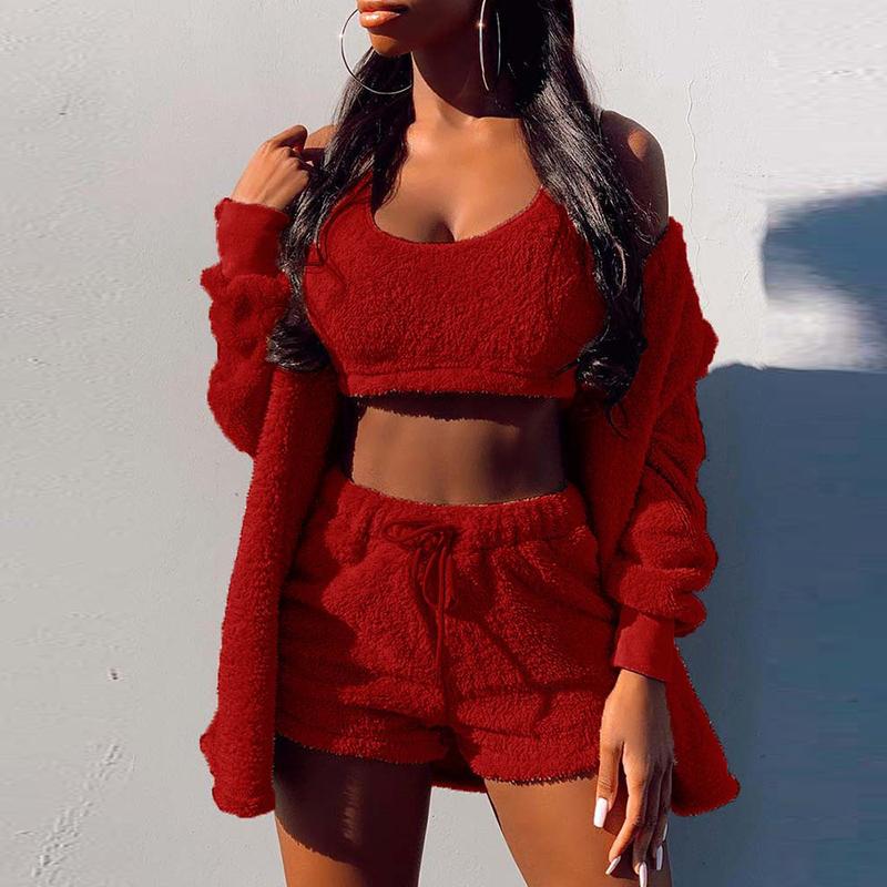 Women's Tracksuits Women Winter Fleece Soft Tank Top And Drawstring Shorts Home Suit Casual Solid Cardigan Coat Outfits Fashion 3 Piece Sets, 04 gray
Women's Tracksuits Women Winter Fleece Soft Tank Top And Drawstring Shorts Home Suit Casual Solid Cardigan Coat Outfits Fashion 3 Piece Sets, 04 gray