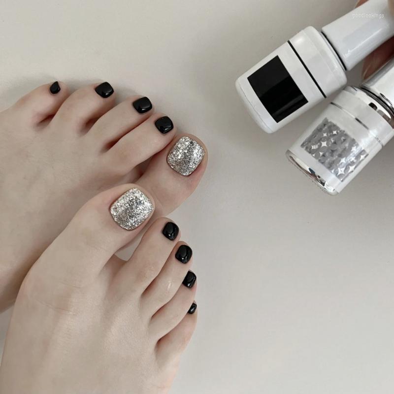 False Nails 24pcs Black GlitterToe Press On Set Full Cover Wearable Artificial Foot Tip Art Salon Nail Manicure Material, J-165
False Nails 24pcs Black GlitterToe Press On Set Full Cover Wearable Artificial Foot Tip Art Salon Nail Manicure Material, J-165