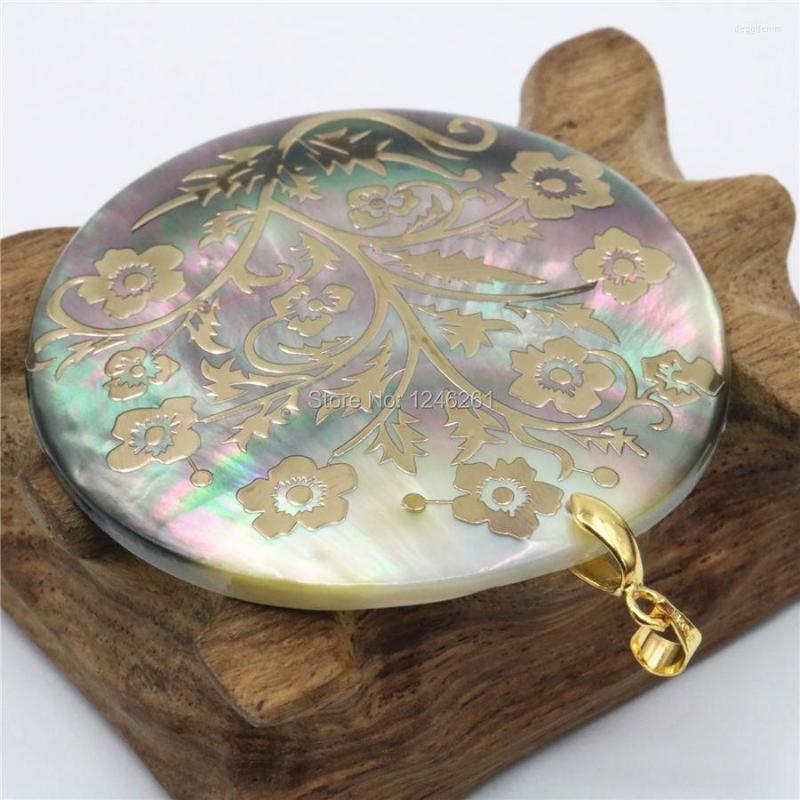 

Pendant Necklaces 51mm Natural Accessories Multicolor Abalone Paua Sea Pearl Shells Pendants Flower DIY Christmas Women Girls Gifts Jewelry