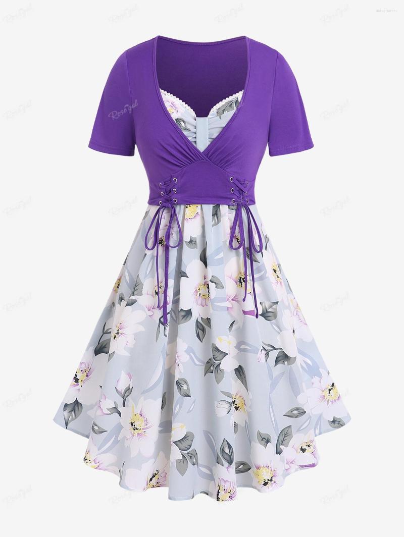Plus Size Dresses ROSEGAL Knot Floral Cami Dress And Lace-up Crop Top Fashion In Sweetheart Neck High Waist Vestidos Set 5X, Purple
Plus Size Dresses ROSEGAL Knot Floral Cami Dress And Lace-up Crop Top Fashion In Sweetheart Neck High Waist Vestidos Set 5X, Purple