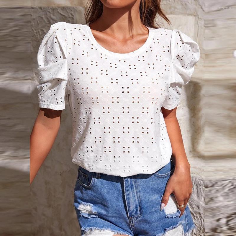 Women's Blouses M Spring Summer 2023 Solid Color T-Shirt Hollow Out Jacquard Round Neck Bubble Sleeve Top, White
Women's Blouses M Spring Summer 2023 Solid Color T-Shirt Hollow Out Jacquard Round Neck Bubble Sleeve Top, White