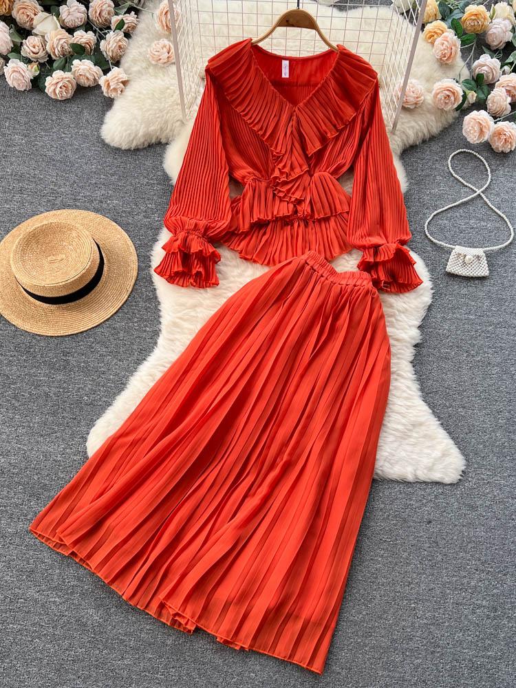 Work Dresses Women Summer Dress Sets 2023 Temperament Wrinkle Gentle Style Sen Suit Ruffle Top Pleated Two-piece D3222, Orange
Work Dresses Women Summer Dress Sets 2023 Temperament Wrinkle Gentle Style Sen Suit Ruffle Top Pleated Two-piece D3222, Orange