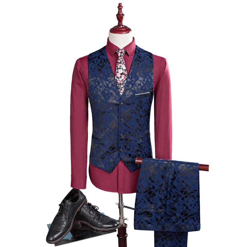 Men s Suits Blazers Men Suit Business Leisure Single Breasted 3 Pieces Sets Male Printing Groom Wedding Dress Jacket Coat Vest Pants 231114