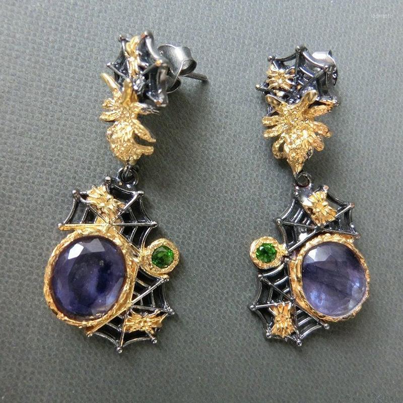 Dangle Earrings Purple Natural Stone Earring National Jewelry Two-color Metal Spider Web Long Pendant Style Statement
Dangle Earrings Purple Natural Stone Earring National Jewelry Two-color Metal Spider Web Long Pendant Style Statement