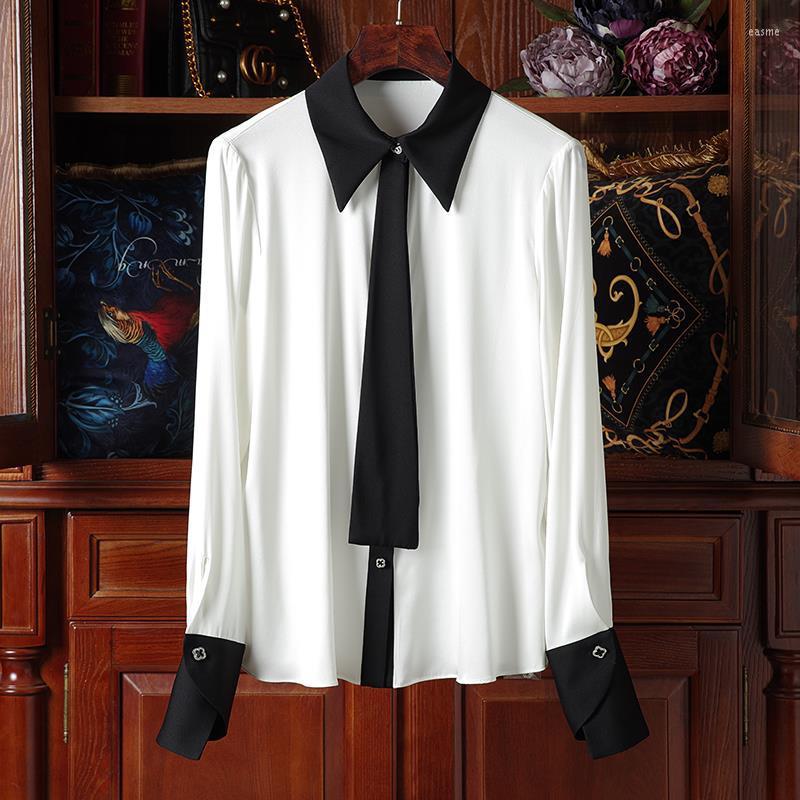 Women' Blouses Imitation Silk Shirt Women' 2023 Spring Tops Black White Contrast Color Design Shirts Long Sleeve Blouse
Women' Blouses Imitation Silk Shirt Women' 2023 Spring Tops Black White Contrast Color Design Shirts Long Sleeve Blouse