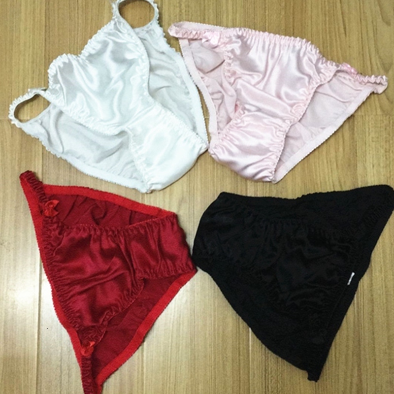 Women's Panties 4pcs Color Random 100% Pure Silk Women's Sexy Bikini Panties Comfortable Breathable Underwear Knickers Lingerie M L SYT9203 