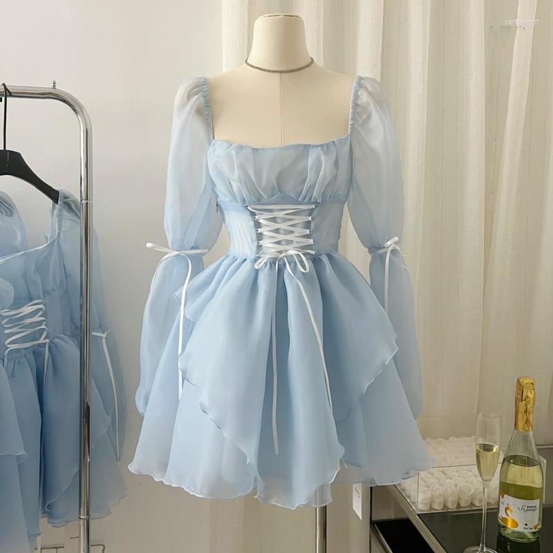 Casual Dresses Elegant Chiffon Sweet Princess Dress Female 2023 Summer Women Fashion Cross Lace Up Slim Fairy Mini Vestidos, Blue
Casual Dresses Elegant Chiffon Sweet Princess Dress Female 2023 Summer Women Fashion Cross Lace Up Slim Fairy Mini Vestidos, Blue