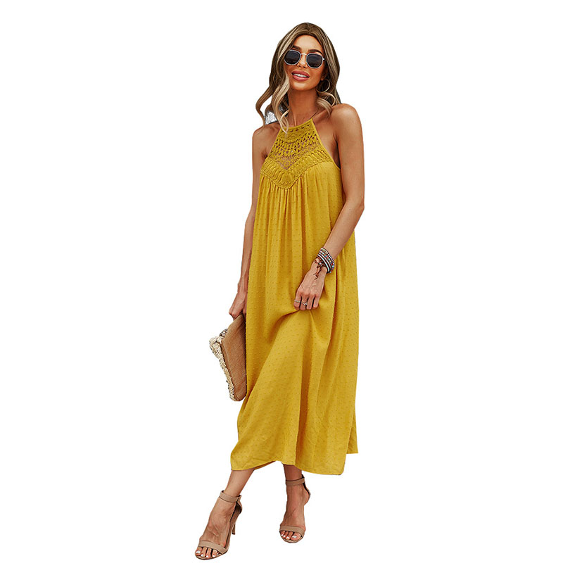 Halter Sleeveless A-line Women' Casual Dresses Spaghetti Straps Backless Panelled Lace Jacquard Ruched Bust High Waist Commuter Midi Dress Spring Summer, Orange
Halter Sleeveless A-line Women' Casual Dresses Spaghetti Straps Backless Panelled Lace Jacquard Ruched Bust High Waist Commuter Midi Dress Spring Summer, Orange