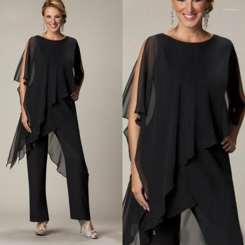 Women's Two Piece Pants Chiffon Mother Of The Bride Dresses Black Elegant Wedding Pantsuits 2 Pieces O Neck Irregular Top Pencil For Evening
Women's Two Piece Pants Chiffon Mother Of The Bride Dresses Black Elegant Wedding Pantsuits 2 Pieces O Neck Irregular Top Pencil For Evening