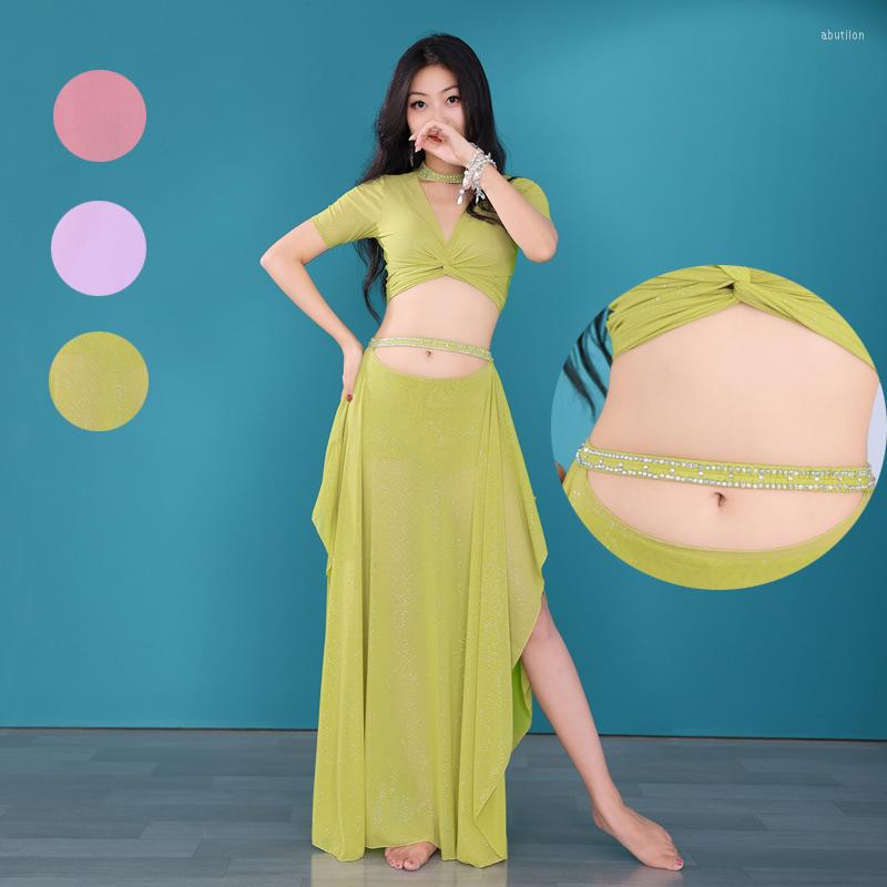 Stage Wear Belly Dance Performance Clothing Suit For Women Bellydance Short Sleeves Top Mesh Long Skirt 2pcs Oriental Professional Set, Green
Stage Wear Belly Dance Performance Clothing Suit For Women Bellydance Short Sleeves Top Mesh Long Skirt 2pcs Oriental Professional Set, Green
