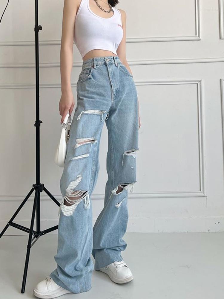 Women' Jeans Women' Casual Ripped Wide Leg Lady Spring Summer Streetwear High Waist Straight Loose Long, Blue
Women' Jeans Women' Casual Ripped Wide Leg Lady Spring Summer Streetwear High Waist Straight Loose Long, Blue
