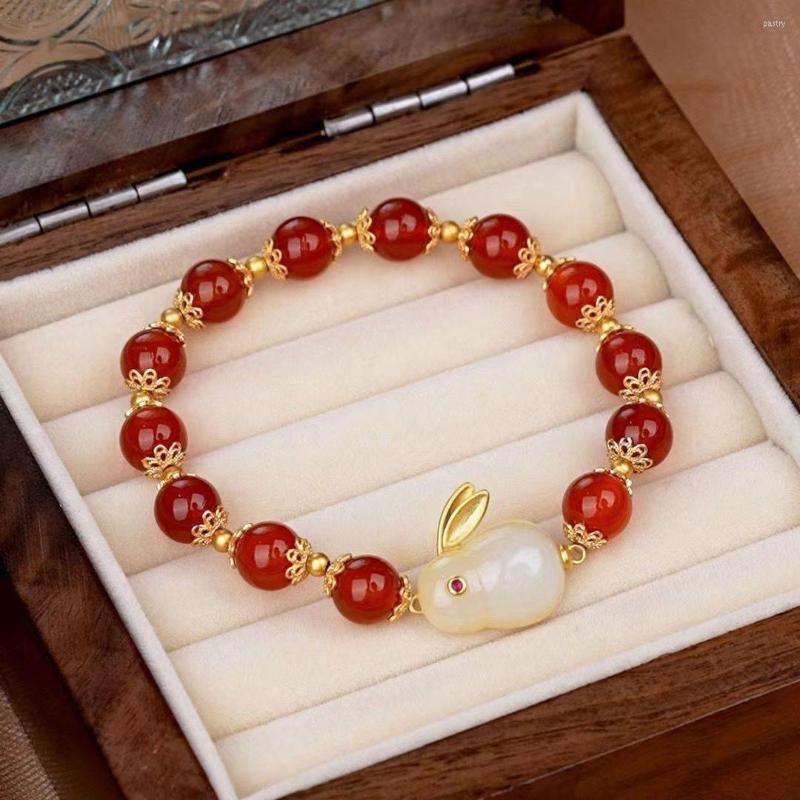 Charm Bracelets Red Agate Jade Hare Bracelet Female Ins Special-Interest Design Elegant National Style Vintage
Charm Bracelets Red Agate Jade Hare Bracelet Female Ins Special-Interest Design Elegant National Style Vintage