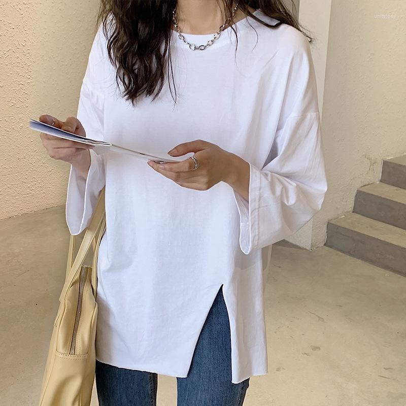 Women's T Shirts 2023 Fashion Women Simple Tees For Spring Summer Young Ladies Plain Loose Nine Points Sleeves T-shirt Female Side-slit Tops, White
Women's T Shirts 2023 Fashion Women Simple Tees For Spring Summer Young Ladies Plain Loose Nine Points Sleeves T-shirt Female Side-slit Tops, White