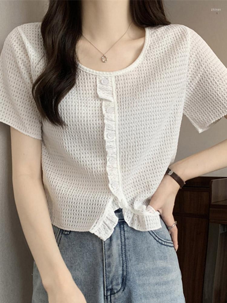 Women' Blouses Women Elegant Blouse 2023 VONDA Casual Solid Color Shirt Crew Neck Ruffle Short Sleeve Femininas Tops Ovesized Blusas, Blue
Women' Blouses Women Elegant Blouse 2023 VONDA Casual Solid Color Shirt Crew Neck Ruffle Short Sleeve Femininas Tops Ovesized Blusas, Blue