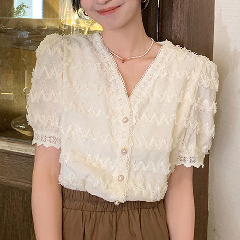 Women' Blouses Elegant Summer Lace Chiffon Blouse And Tops V Neck Fashion Short Sleeve Shirts Women' Casual Lady Buttons Female, Apricot
Women' Blouses Elegant Summer Lace Chiffon Blouse And Tops V Neck Fashion Short Sleeve Shirts Women' Casual Lady Buttons Female, Apricot
