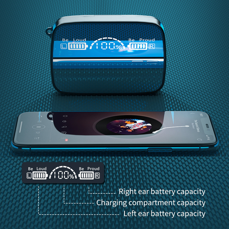 Wireless Earbuds 5.1 with Charging Case 120H Play Time Cell Phones Charging Function Built-in Microphone IPX7 Waterproof Flashlight Bluetooth Earphone