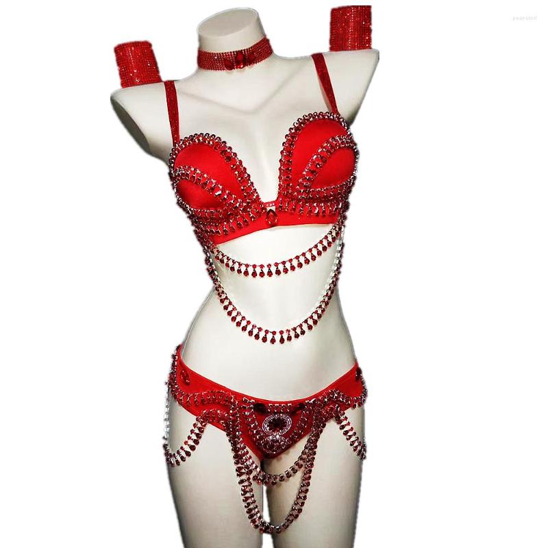 Stage Wear Sparkling Inlaid Red Diamonds Backless Tassel Big Crystal Strapless Bikini Outfit Women Personality Performance Costume Ladies
Stage Wear Sparkling Inlaid Red Diamonds Backless Tassel Big Crystal Strapless Bikini Outfit Women Personality Performance Costume Ladies