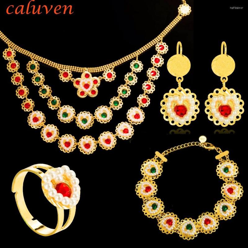 Necklace Earrings Set Heart Pearl Muslims Islamic Coin African Gold Colorful Stone Middle East Women Wedding Sets CE110, Picture shown
Necklace Earrings Set Heart Pearl Muslims Islamic Coin African Gold Colorful Stone Middle East Women Wedding Sets CE110, Picture shown