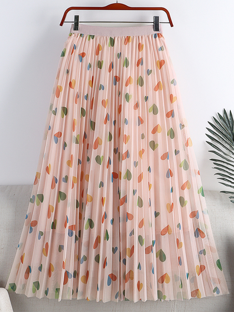 Skirts TIGENA Cute Heart Print Long Tulle Skirt Women Fashion Spring Summer Beautiful Mesh A Line High Waist Pleated Skirt Female 230414, Apricot
Skirts TIGENA Cute Heart Print Long Tulle Skirt Women Fashion Spring Summer Beautiful Mesh A Line High Waist Pleated Skirt Female 230414, Apricot