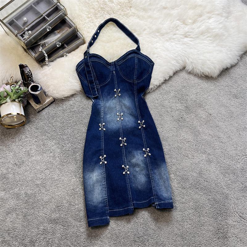 Casual Dresses Amolapha Women Summer Sexy Halter Neck Off Shoulder Button Mini Jeans Dress Female Denim Clothing, Blue
Casual Dresses Amolapha Women Summer Sexy Halter Neck Off Shoulder Button Mini Jeans Dress Female Denim Clothing, Blue
