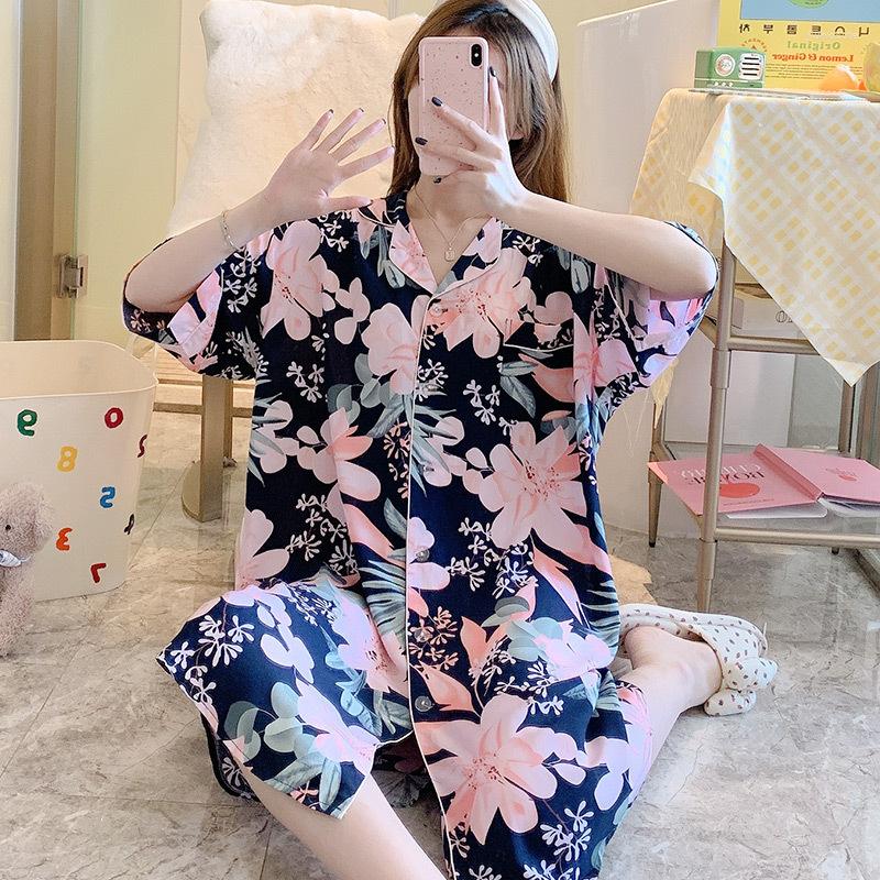 Women's Sleepwear Printing Button Up Nightgown Homewear Sleep Shirt Cotton Home Clothes Summer Casual Nightdress Dress Short Sleeve, Leaf powder
Women's Sleepwear Printing Button Up Nightgown Homewear Sleep Shirt Cotton Home Clothes Summer Casual Nightdress Dress Short Sleeve, Leaf powder