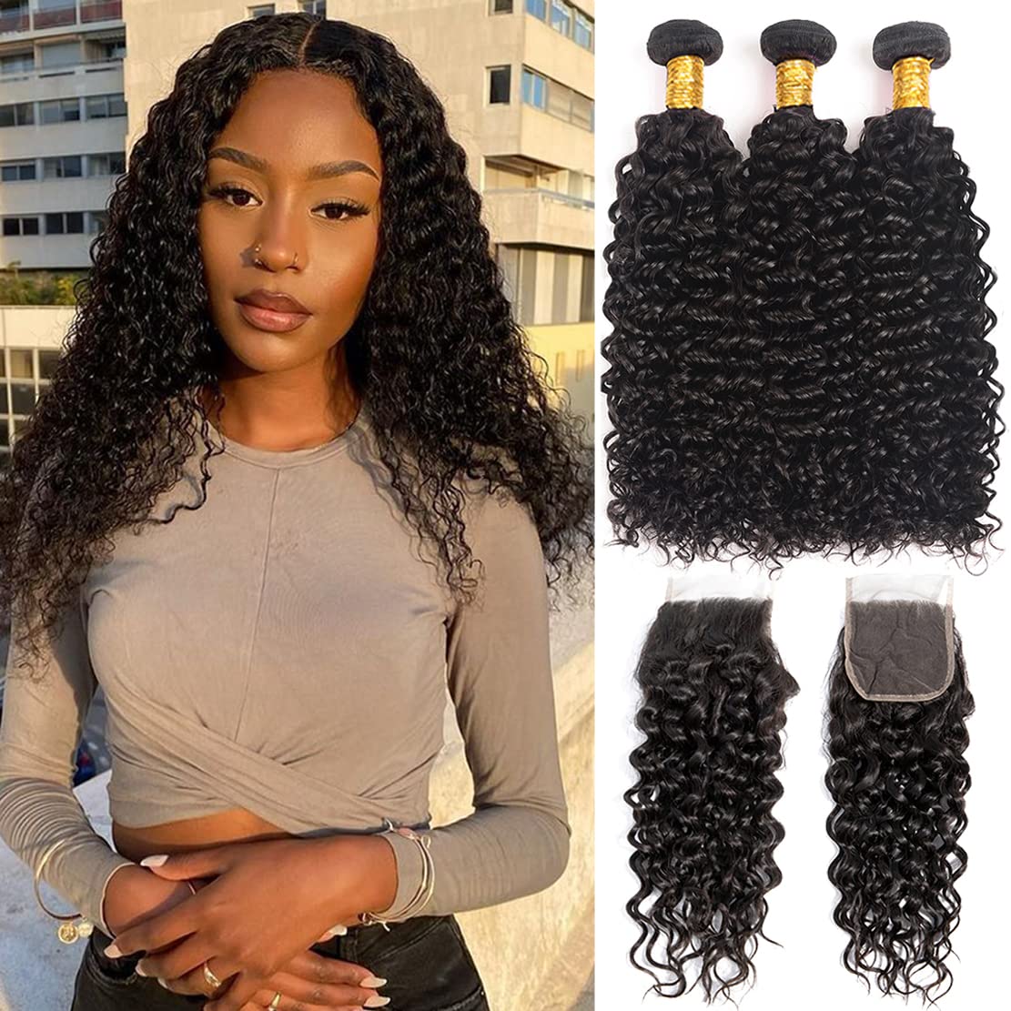 Deep Wave Bundles with Closure 9A Unprocessed Brazilian Deep Wave Closure with Bundles 4x4 Free Part Lace Closure and 3 Bundles Natural Color
Deep Wave Bundles with Closure 9A Unprocessed Brazilian Deep Wave Closure with Bundles 4x4 Free Part Lace Closure and 3 Bundles Natural Color