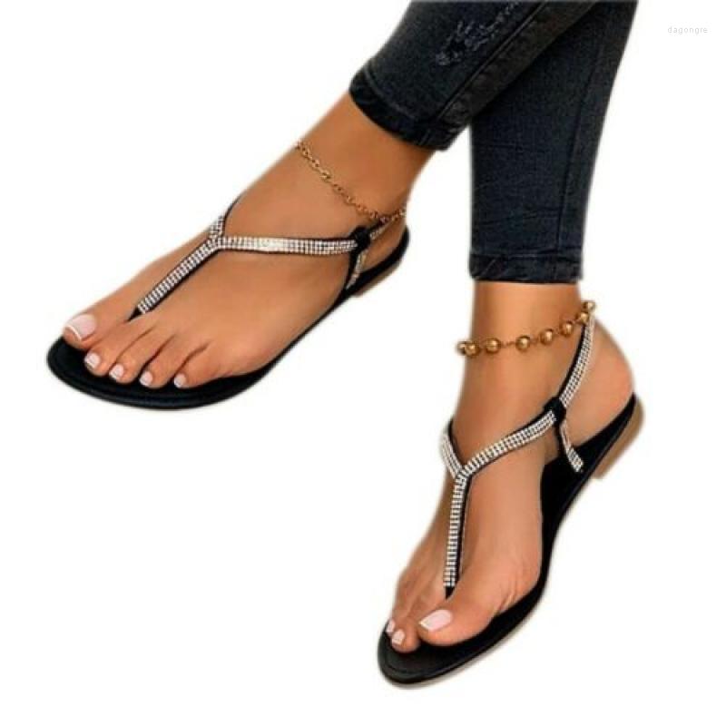 Sandals Women's Chic Slip-on Flat Rhinestone Slingbacks, Gold