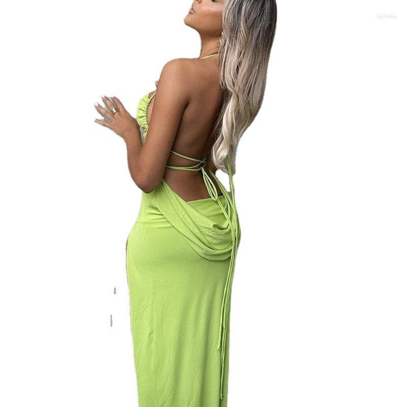 Casual Dresses Solid Halter Slips Prom Dress Backless Ruched Raped Bandage Maxi Women Clothing Slim Summer Elegant Party Streetwear, Green
Casual Dresses Solid Halter Slips Prom Dress Backless Ruched Raped Bandage Maxi Women Clothing Slim Summer Elegant Party Streetwear, Green