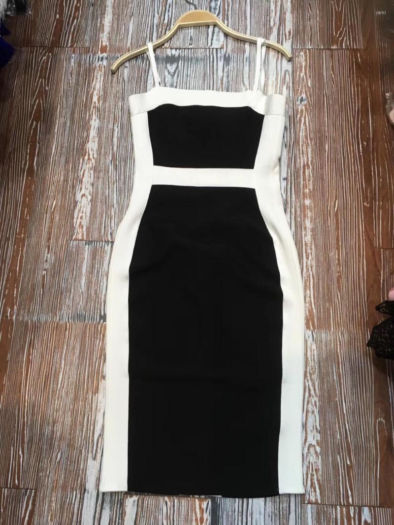 Casual Dresses Elegant Must Have Simple Classy Double Straps Midi Length Black And White Patchwork Celebrity Party Bandage Dress Wholesale
Casual Dresses Elegant Must Have Simple Classy Double Straps Midi Length Black And White Patchwork Celebrity Party Bandage Dress Wholesale