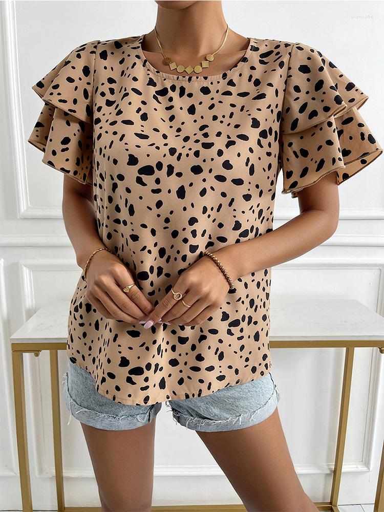 Women' Blouses Print Dot Blouse Shirts Women Summer Ruffle Sleeve Loose Tops Fashion O-neck Casual Female Blusa Feminina, Khaki
Women' Blouses Print Dot Blouse Shirts Women Summer Ruffle Sleeve Loose Tops Fashion O-neck Casual Female Blusa Feminina, Khaki