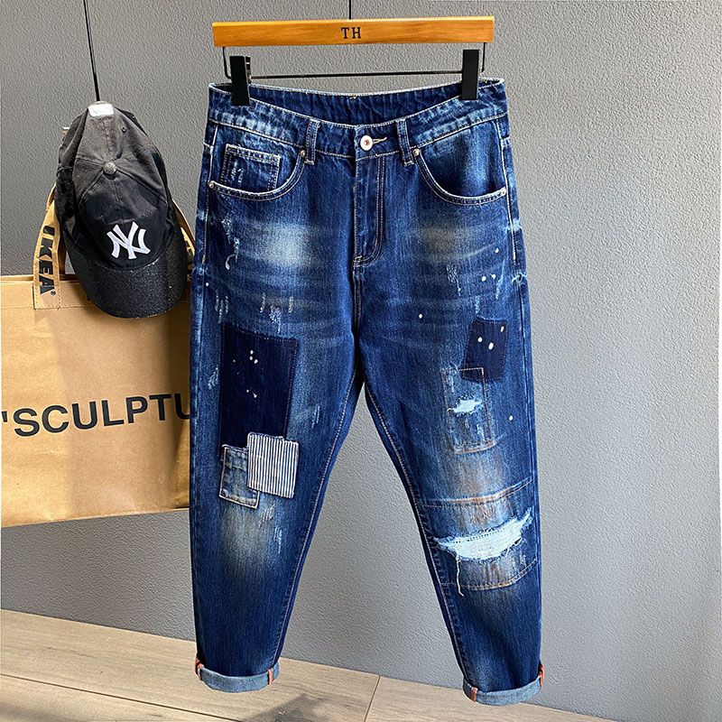 Men's Jeans Spring Summer Men Patchwork Jeans Ripped Hole Slim Fashion Streetwear High-quality Washed Vintage Male Denim Trousers 230414, Blue
Men's Jeans Spring Summer Men Patchwork Jeans Ripped Hole Slim Fashion Streetwear High-quality Washed Vintage Male Denim Trousers 230414, Blue